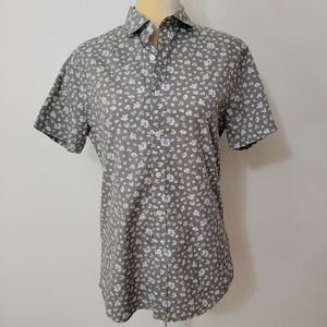 Express Green Floral Oversized Button Down Shirt Size S